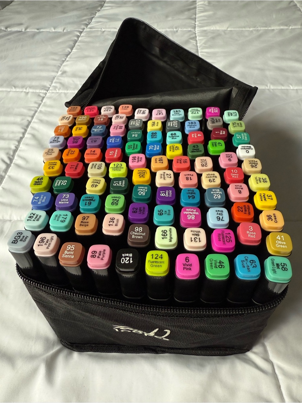 Dual-Tip Marker Storage Case with Assorted Colored Markers - Black